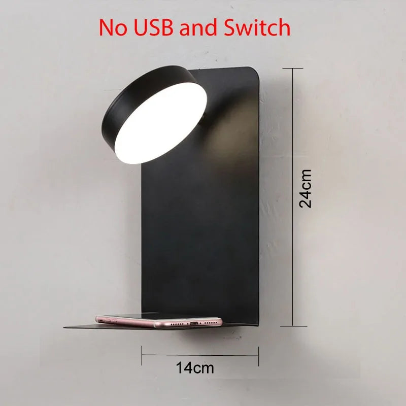 LED Wall Lights with Switch, USB Interface: Stylish Black and White Luminaire - American Ecommerce