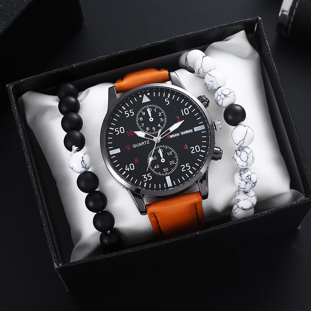 New Trendy 3-Piece Quartz Watch Set for Men