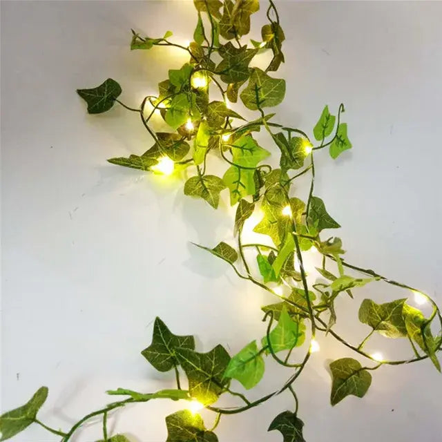 Battery-Powered Flower and Green Leaf String Lights - American Ecommerce