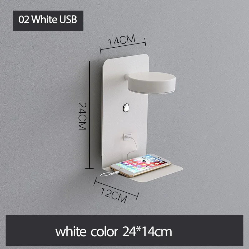 LED Wall Lights with Switch, USB Interface: Stylish Black and White Luminaire - American Ecommerce