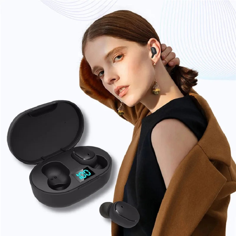 E6s Bluetooth Headset - Digital Display, Wireless Sports Mini Headset, Stereo In-Ear