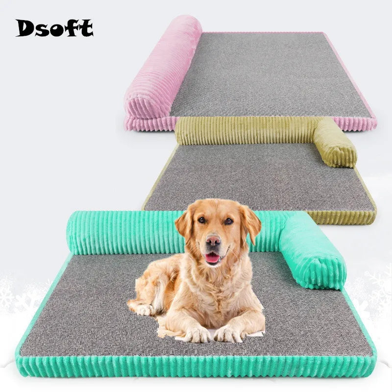 Waterproof Dog Bed for Large Dogs - Detachable Lounger Sofa with Cooling Mat