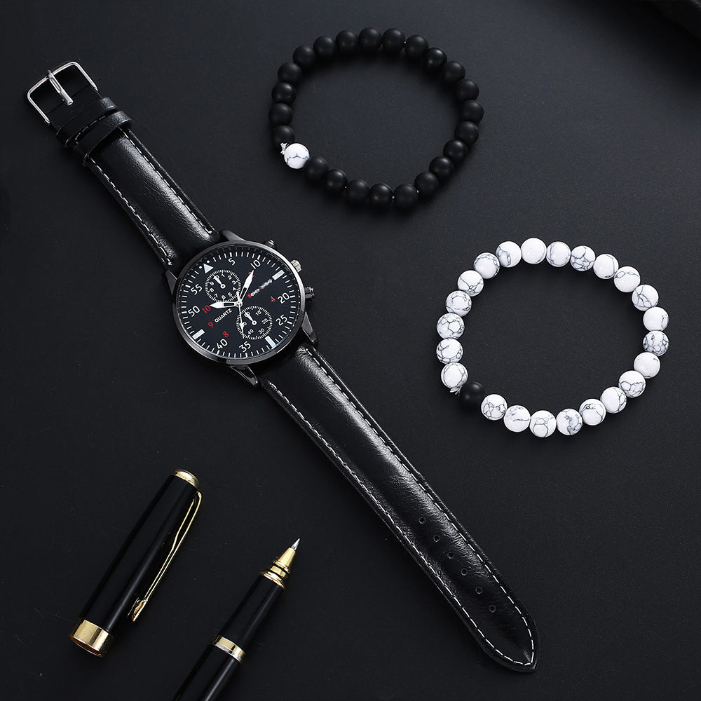 New Trendy 3-Piece Quartz Watch Set for Men