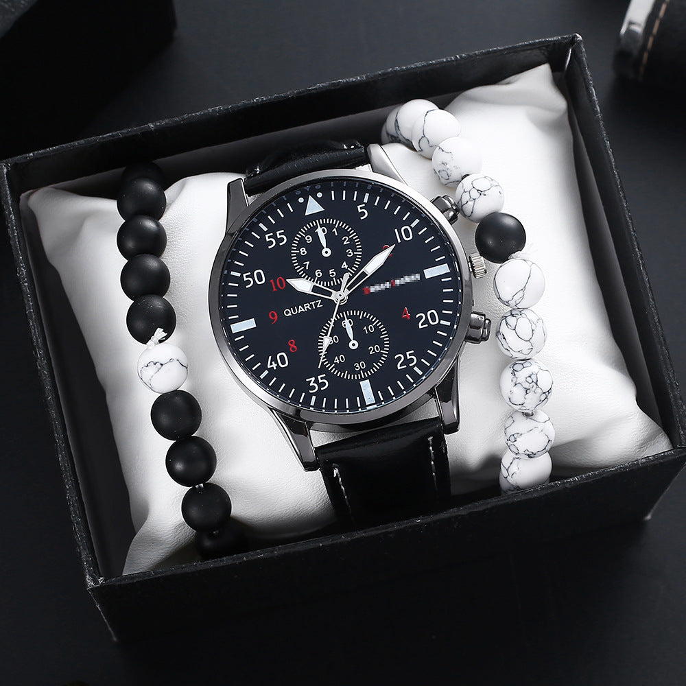 New Trendy 3-Piece Quartz Watch Set for Men