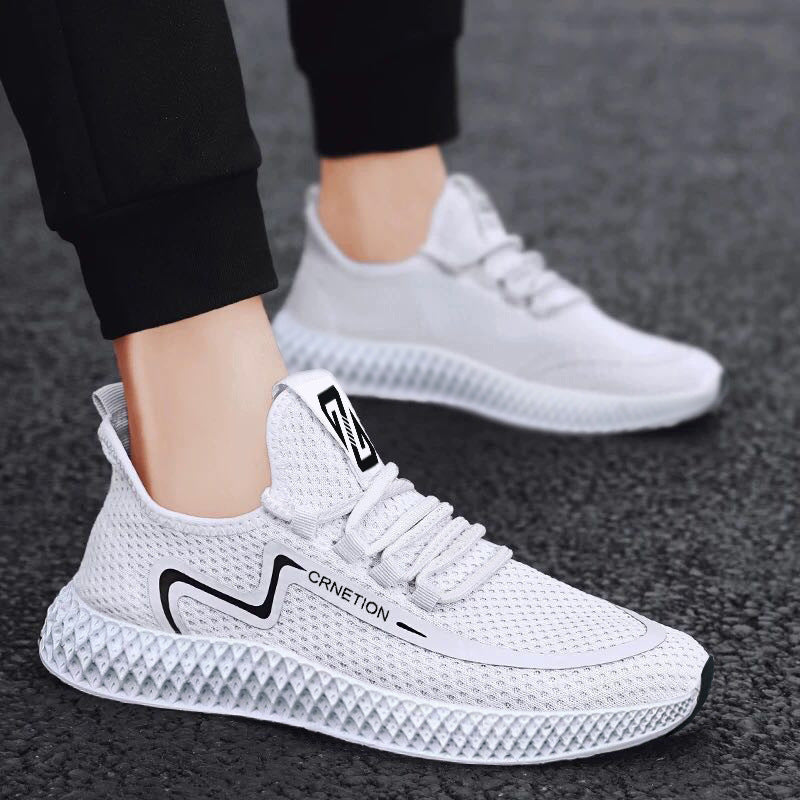 Breathable Men's Casual Sports Shoes with Soft Bottom, Flying Weave Design for Fashionable Style